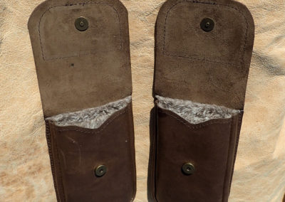 pochette cuir ceinture portable pyrogtravure chouette et truite