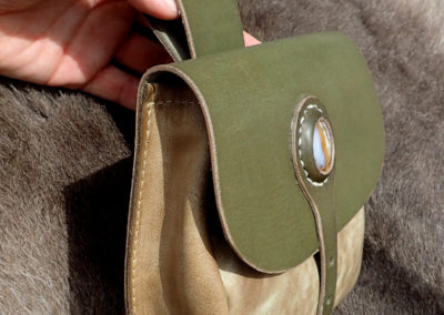 escarcelle pochette de ceinture cuir artisanale médiévale jaspe